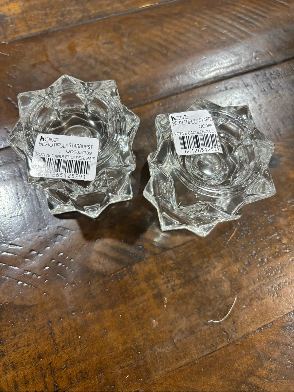 Mikasa Crystal Clear Glass Star Votive Candle Holders - Set of 2